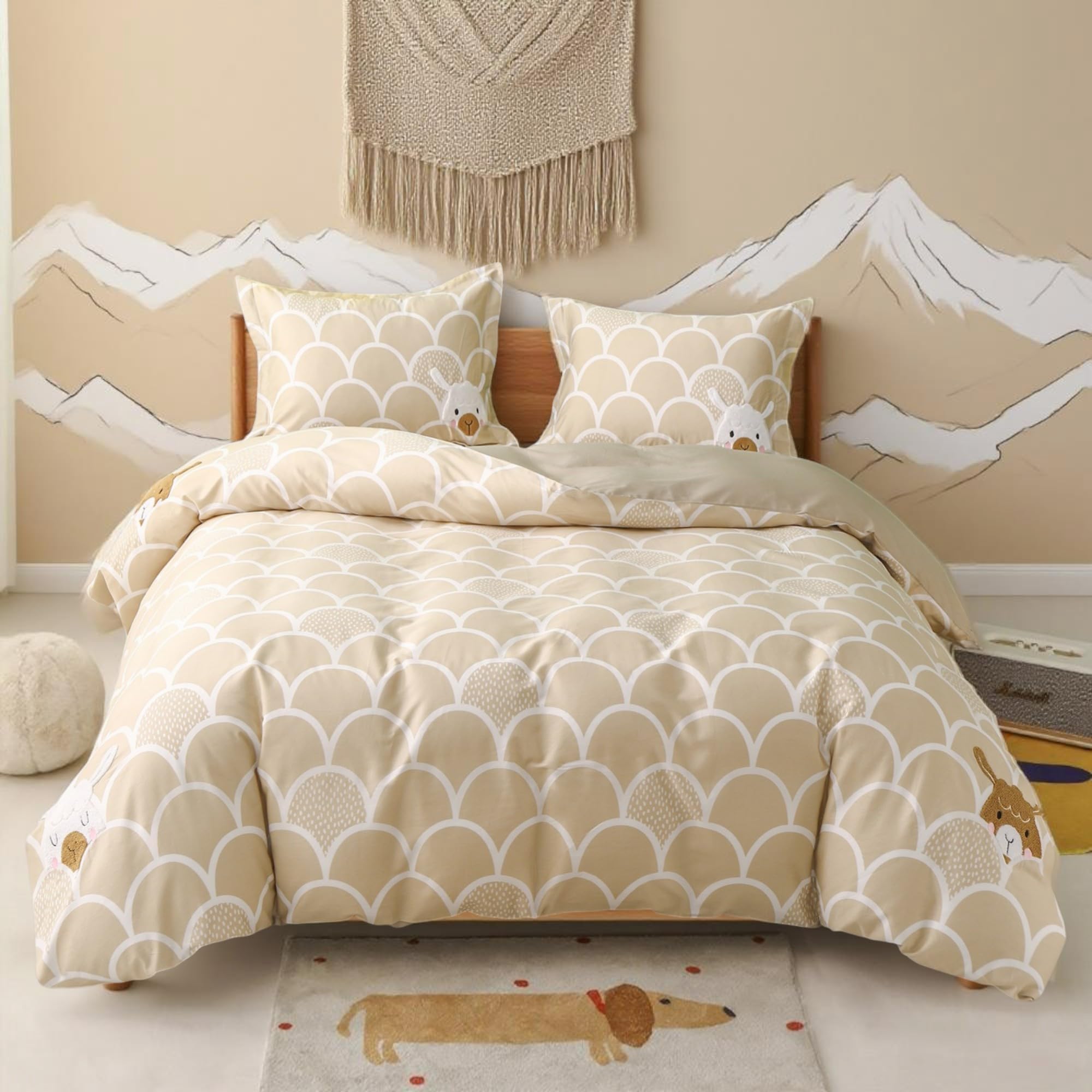 Parure de lit coton bio motif alpaga pour chambre enfant et ado
