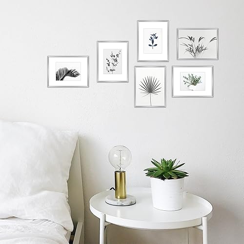 Miniatura 6 de Golden State Art - Marcos de fotos de metal de 9 x 12 pulgadas con paspartú para fotos de 6 x 8 pulgadas - Juego de 4 portarretratos de aluminio de