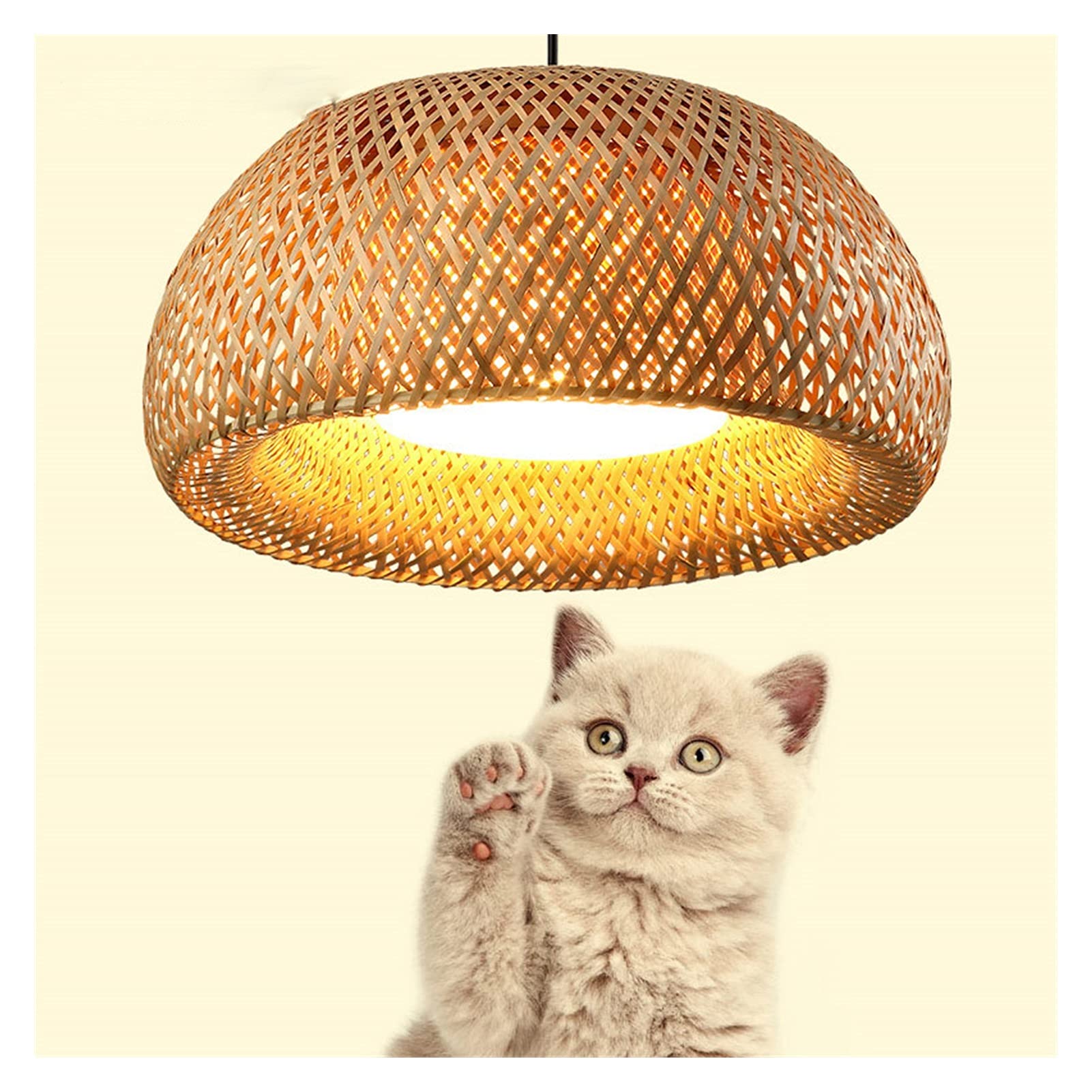 Kronleuchter, E27, modern, schlicht, Rattan-Lampe, handgefertigt, Bambus-Kronleuchter, Retro, Café, Bar, Lounge für Garten, Restaurant, Schlafzimmer (Gehäusefarbe: 38 x 20 cm, Größe: keine
