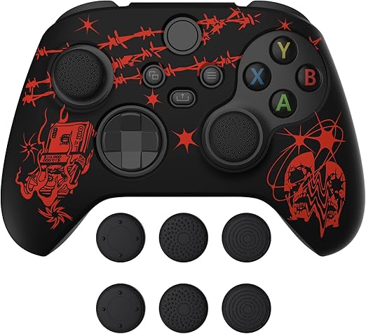 PlayVital Pure Series Anti-Slip Silicone Cover Skin for Xbox Series X Controller, Soft Rubber Case Protector for Xbox Core Wireless Controller with Thumb Grip Caps - Sin Source