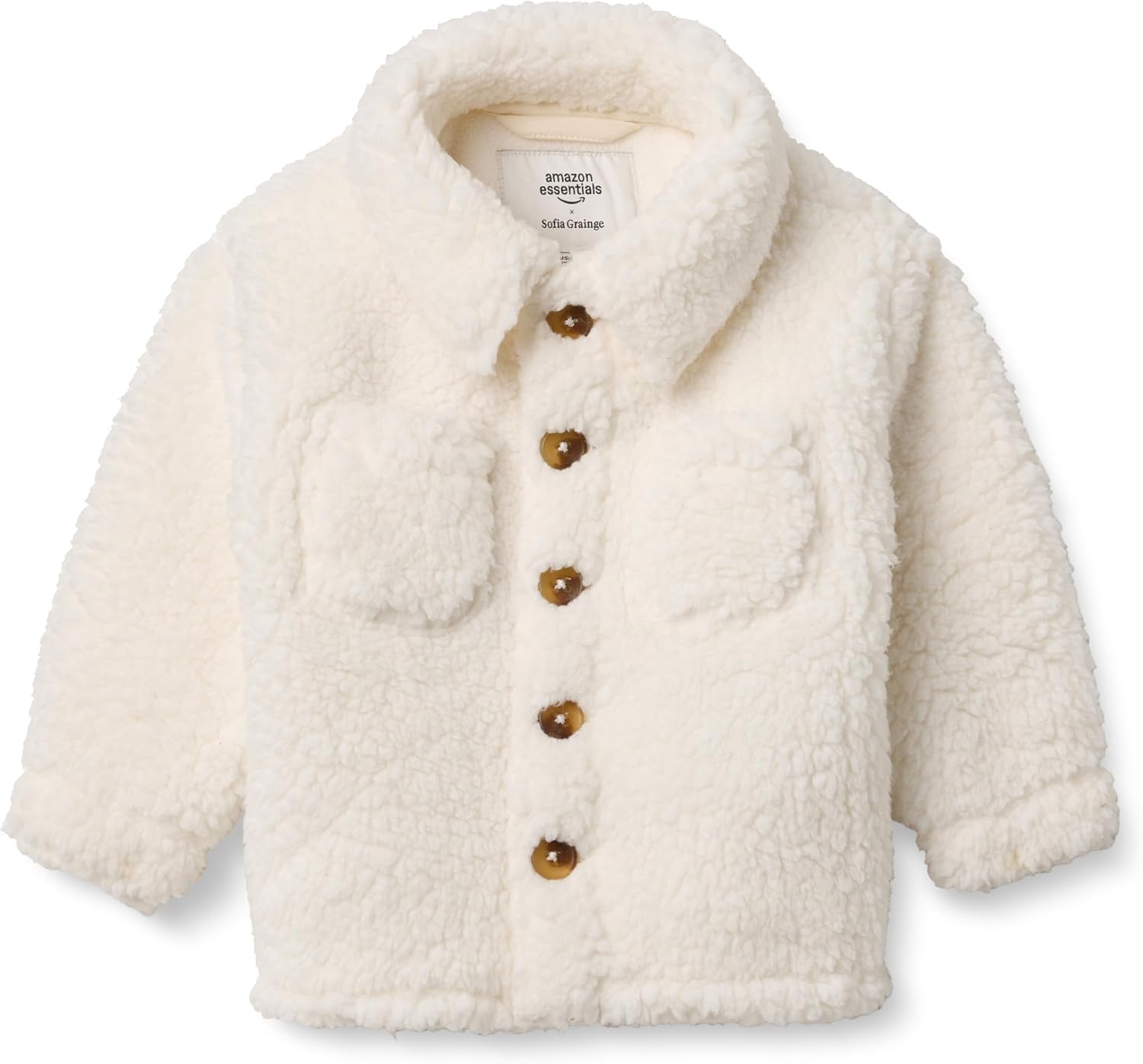 Amazon Essentials x Sofia Grainge Toddlers and Baby Boys' Sherpa Fleece Overshirt Jacket
