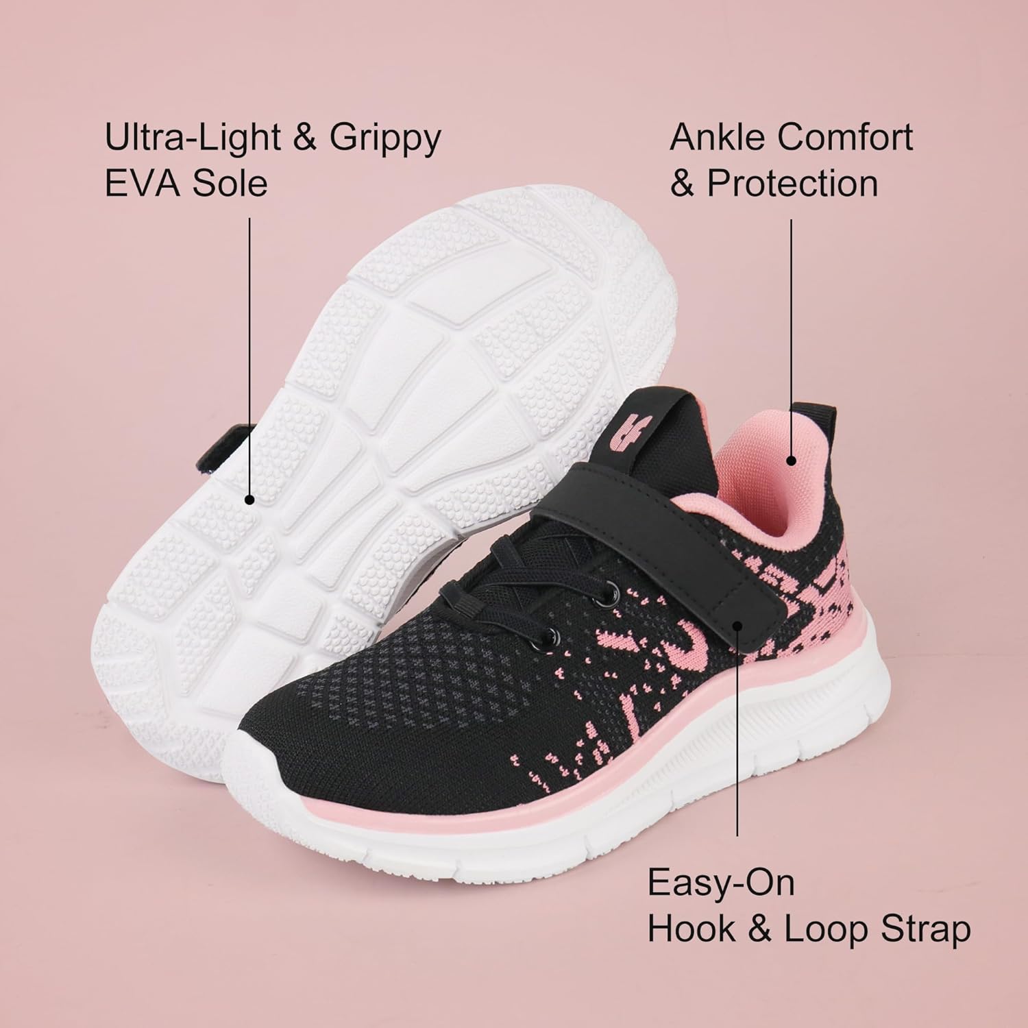 Tobfis Boys Girls Kids Arch Support Strap Athletic Running Tennis School Shoes Breathable Walking Sneakers Better for Flat Feet (Toddler/Little/Big Kid)