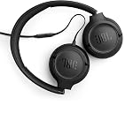 JBL Tune 530 - Écouteurs supra-auriculaires filaires avec jack auxiliaire 3,5 mm et son JBL Pure Bass, câble plat anti-enchevêtrement, appels mains libres, léger, confortable et pliable - Noir