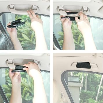 TFY Car Sun Visor Extender & Organizer w/Storage for Sunglasses Black | Easy to Use | Roof Handle | Glare Reduction | Universal fit | For morning/evening driving | Compact size