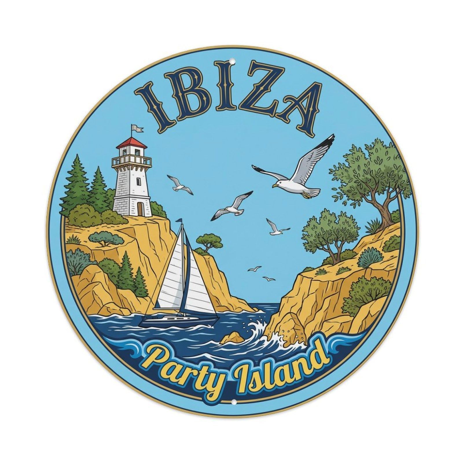 Vintage Travel Ibiza Spain Graphic Metal Tin Sign