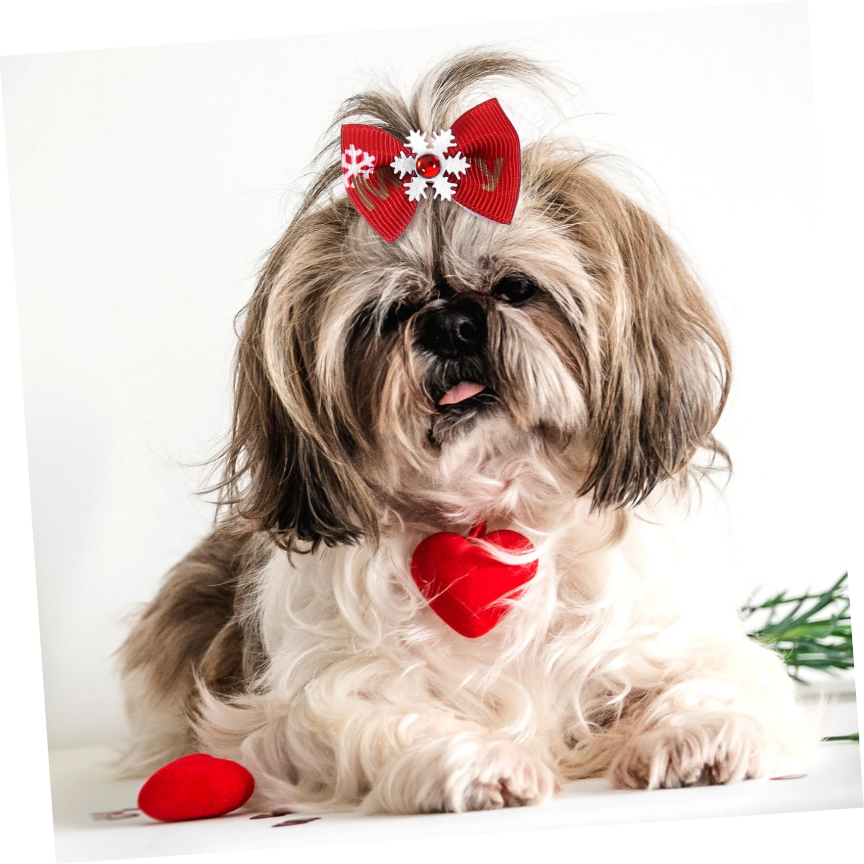 Yardwe 50Pcs Dog Hair Bows Christmas Pet Hair Clips Girl Dog Accessories Puppy Grooming Bows Xmas Pet Hair Bow Christmas Hair Bow for Hair Bow Dog Hair Clips Accessories Cloth - Image 2