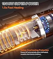 Vista 3 de Pistola de calor industrial de 1800 W, calentamiento rápido, control de temperatura variable de 122 ℉ a 1202 ℉, protección contra