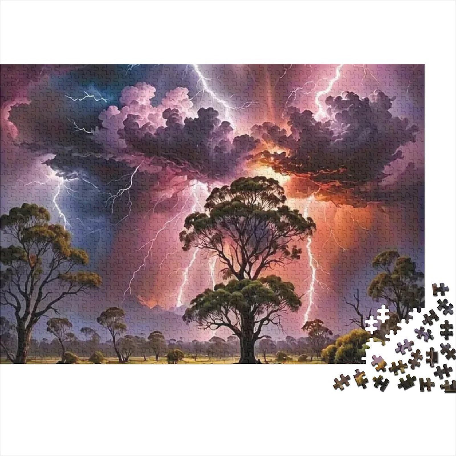 Thunderstorm Sky 1000 Piece Jigsaw Puzzle For Adults Trees Puzzle Game for Family Relaxing Home Decor 70x50cm/1000pcs