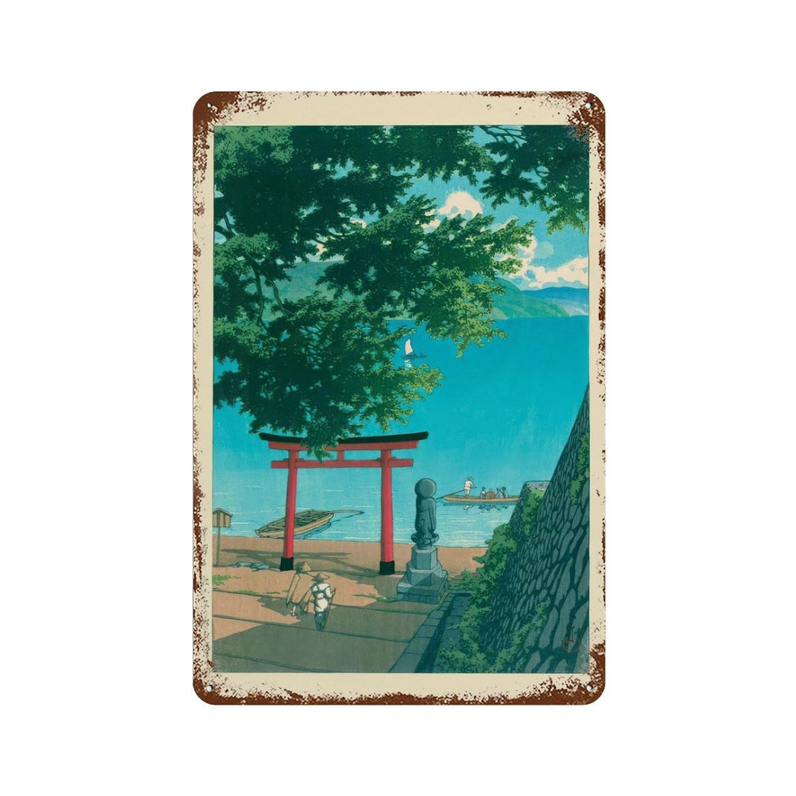 xiaoxiaoshen Nikko Chuzenji Lake by Kawase Hasui Wall Decor Art Metal Tin Poster Modern Home Decor Art Home Bar Shop Decorations Vintage Sign 30x20cm