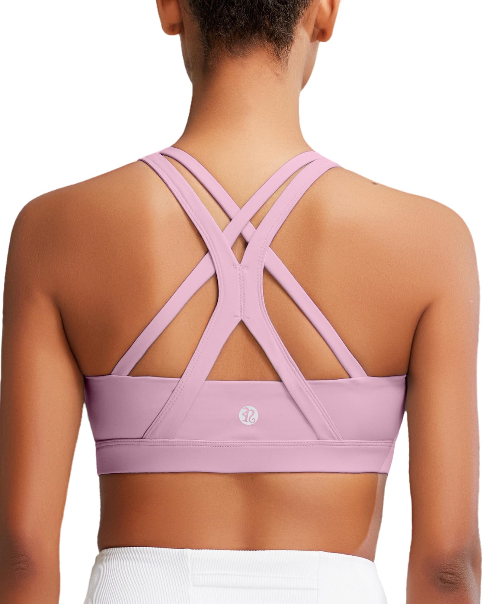 RUNNING GIRL Sports Bra for Women, Medium-High Support Criss-Cross Back Strappy Padded Sports Bras Supportive Workout Tops