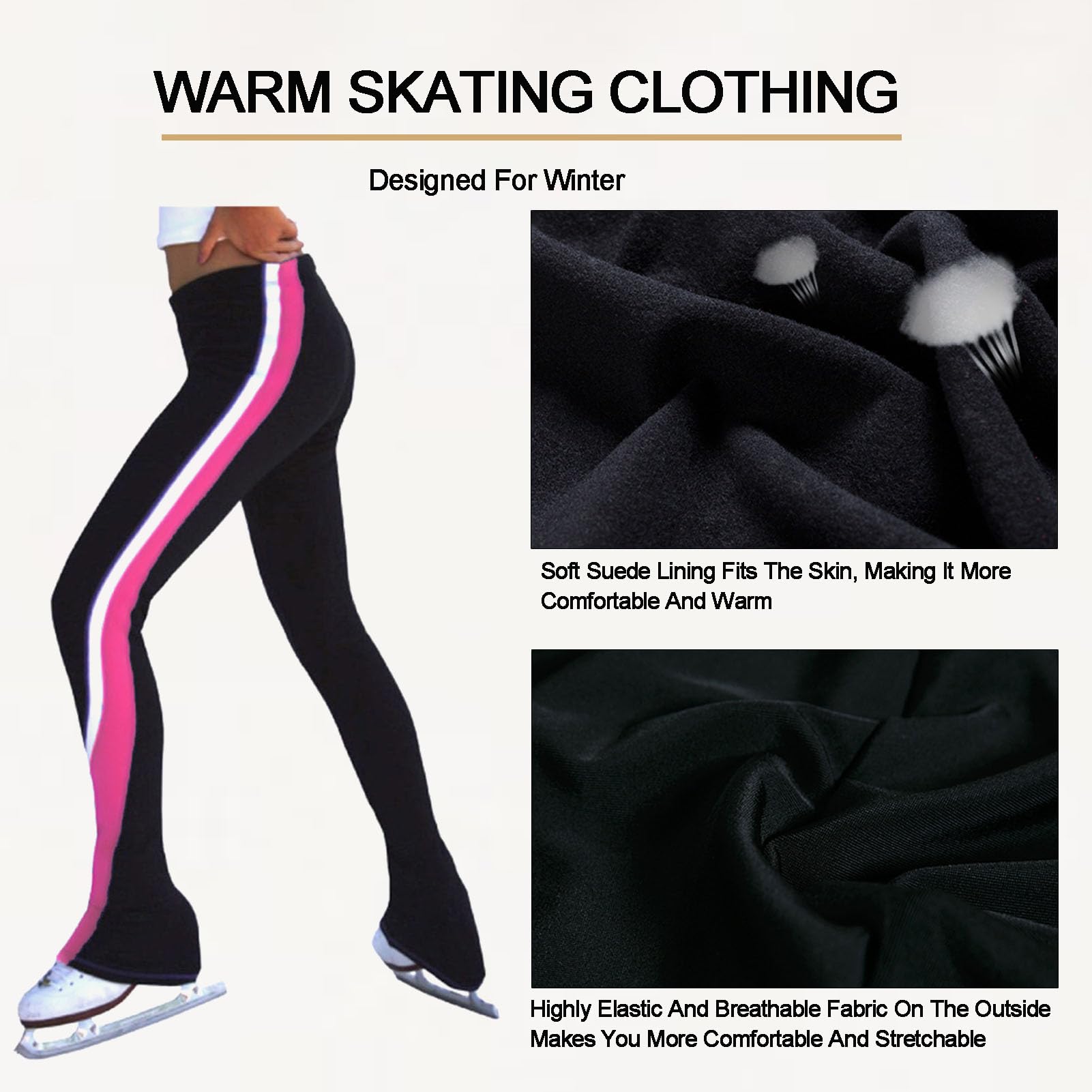 inhzoy Pantaloni da Pattinaggio su Ghiaccio Bambina Strass Leggings Sportivi da Pattinaggio Artistico Pantaloni da Allenamento Ginnastica Ballo Collant Calzamaglie Aderenti Nero 5-6 Anni