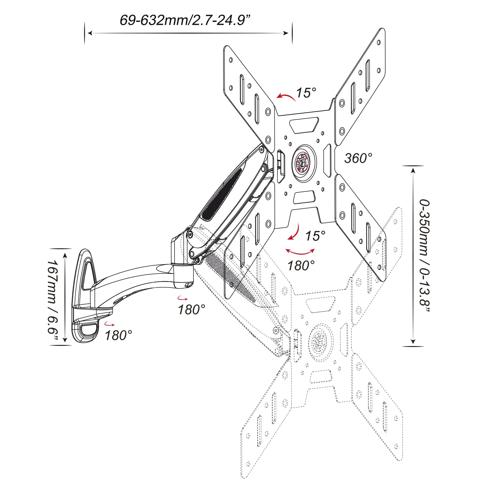 My Wall HL13 – 2L – vollbeweglicher supporto da parete per tv LCD 140 cm (55 pollici)
