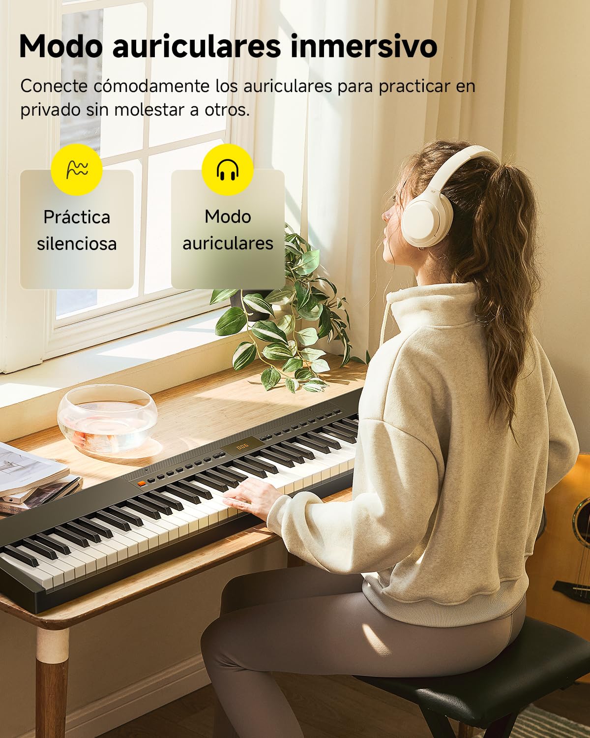 Donner DEP-05 Piano digital de 88 teclas con teclado semipesado sensible a la velocidad, teclado eléctrico portátil con soporte en X desmontable y pedal para principiantes, USB-MIDI inalámbrico, negro