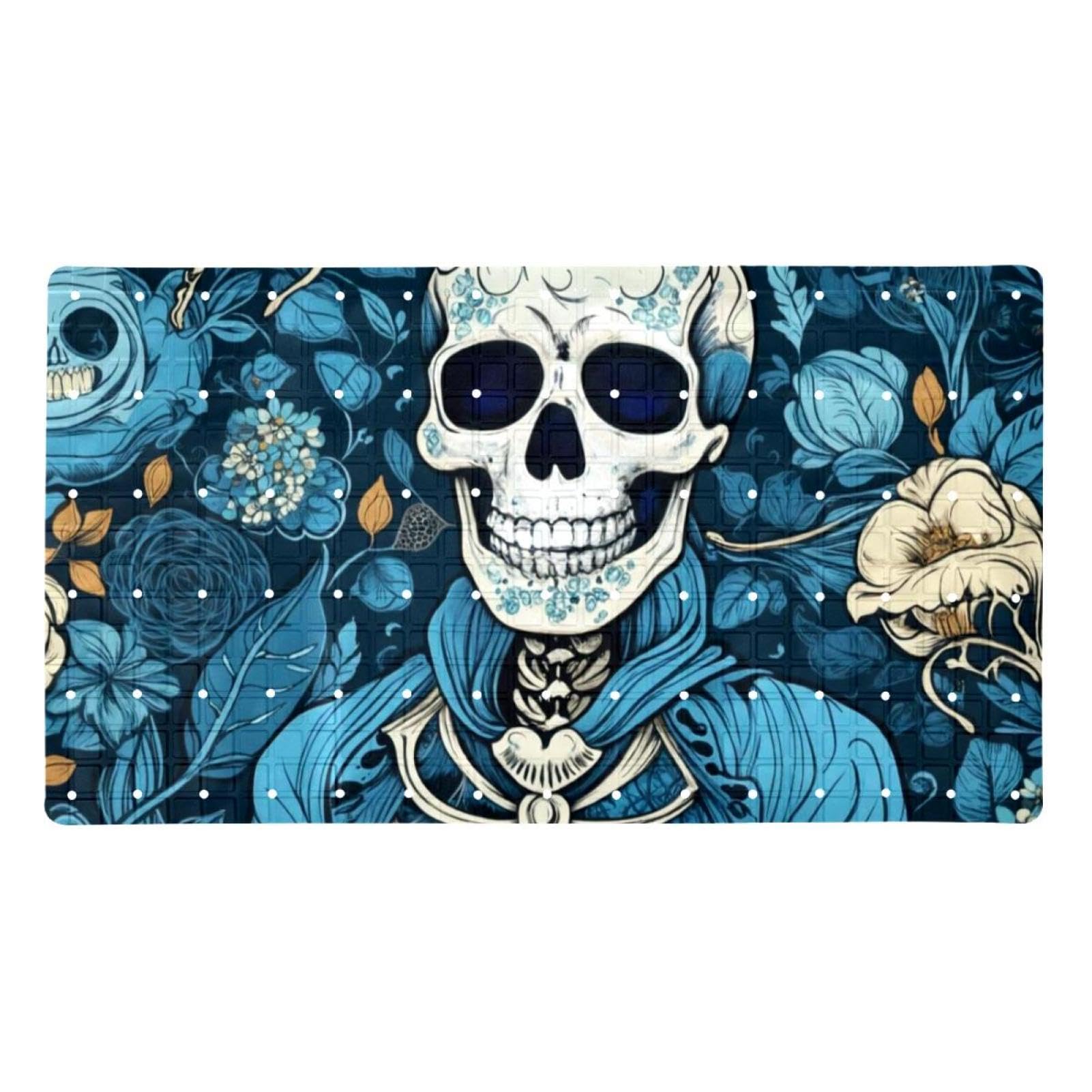 Tapis de bain motif tête de mort pour sécuriser la douche de la famille