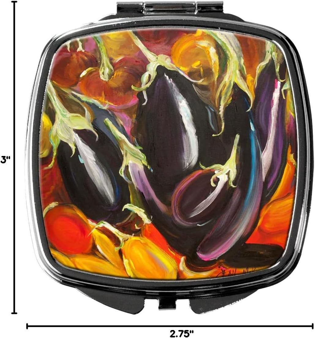 Caroline's Treasures JMK1260SCM Eggplant Compact Mirror Decorative Travel Makeup Mirror for Women Girls Gifts Pocket Makeup Mirror Folding Handheld
