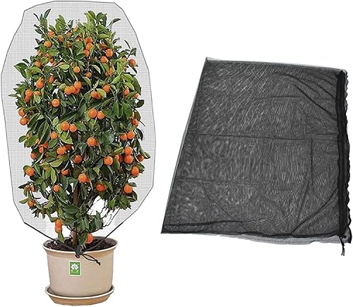 Vista 4 de Fydun 4.9X3.3Ft Garden Plant Cover Pull Out Reusable Plant Mesh Bag for Fruit Trees Black Wide Range of Uses (Black)