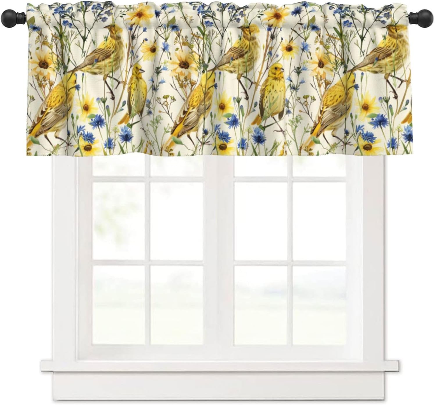 Valance for Windows Vintage Golden Celestial Kitchen Curtains Valances Rod Pocket Print Window Treatment Short Topper Curtains for Living Room Bedroom Bathroom 1 Panel 54x18inch