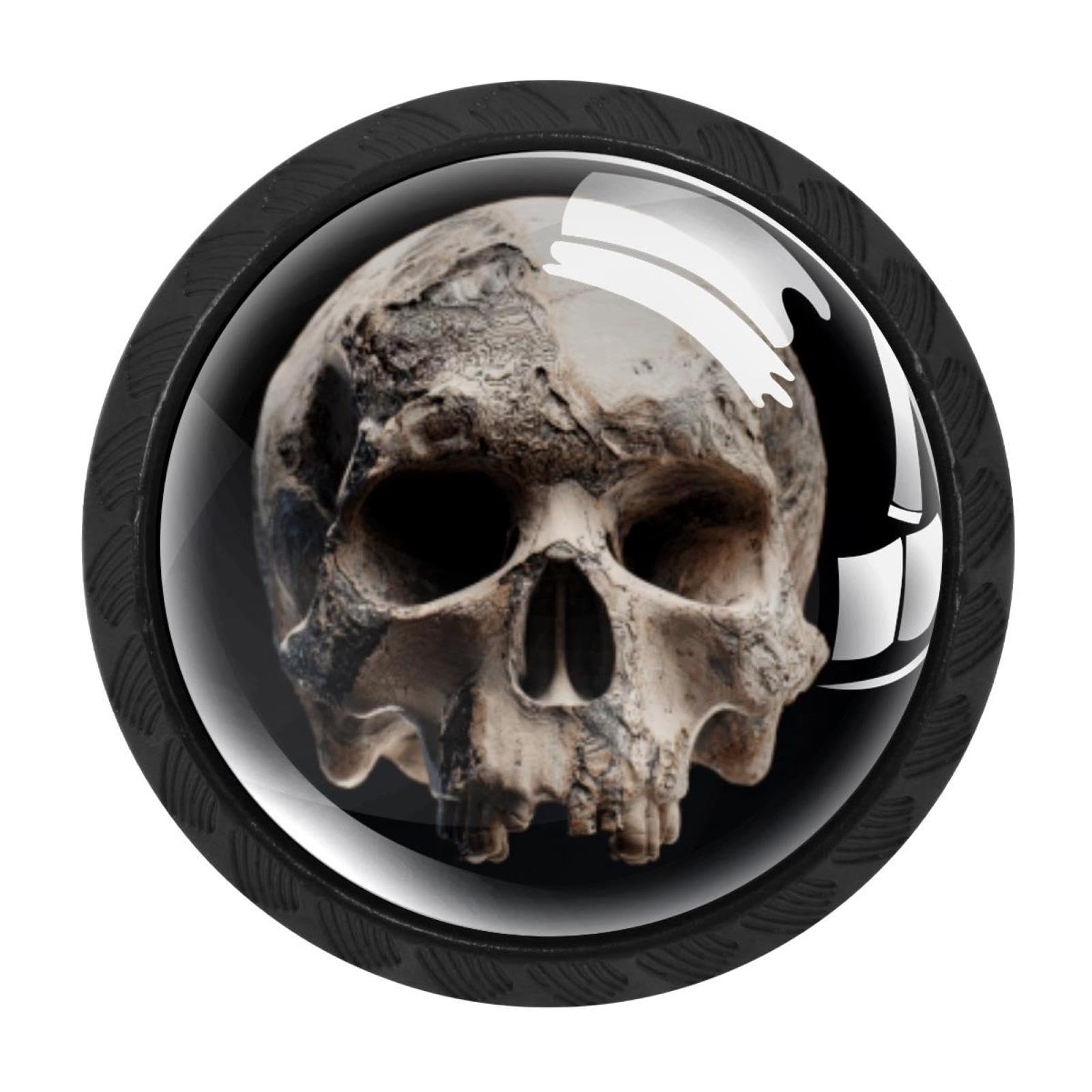 CHENZZZZ Skull Drawer Knobs Pull Handle Crystal Glass Circle Shape Cabinet Drawer Pulls Cupboard Knobs with Screws for Kitchen Cupboard Dresser Wardrobe etc