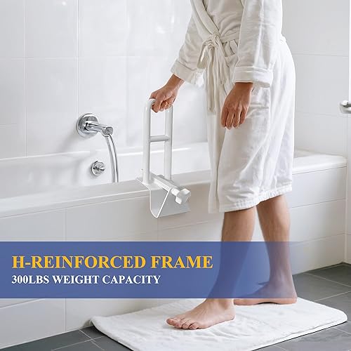 Miniatura 6 de Barra de seguridad para bañera ajustable para regadera, barra de agarre para bañera médica blanca, barras de agarre para baño, mango de seguridad