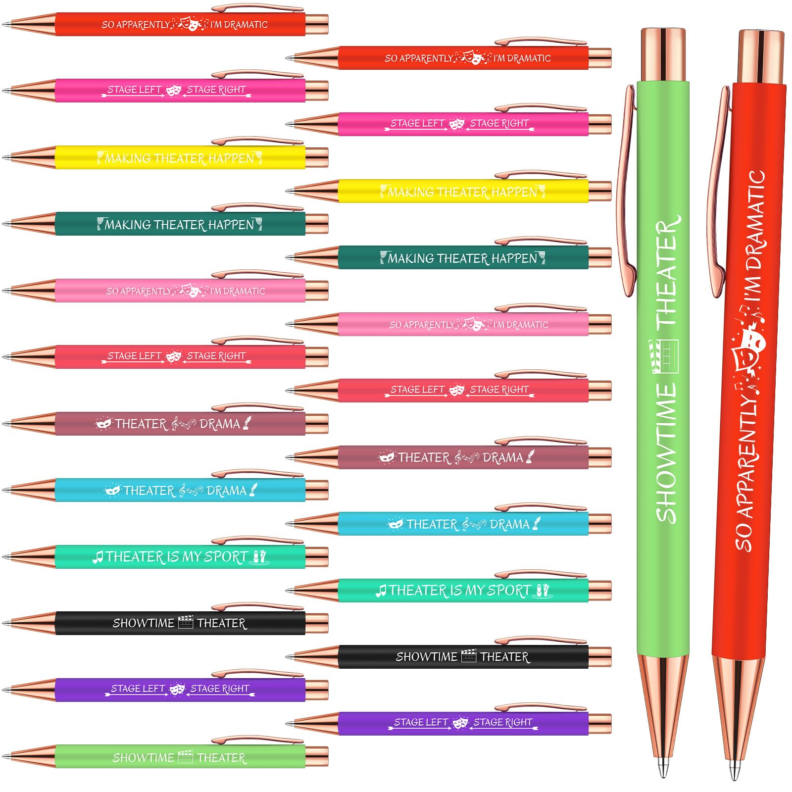 Sayglossy 36 Pack Theater Gifts for Women Men, Ballpoint Pen Set with Quotes, Funny Theater Actor Gifts for Musical Broadway Theatre Lovers Friends,