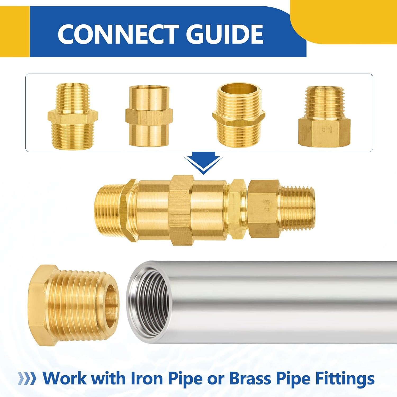 20PACK GUOFIS Brass Pipe Fitting Plug,3/8" NPT Male Hex Plug/End Cap
