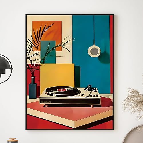 Miniatura 6 de zhuoyaju Decoración de pared de hoja de palma bohemia con corazón rojo para dormitorio, habitación, arte de pared retro, disco de música, decoración