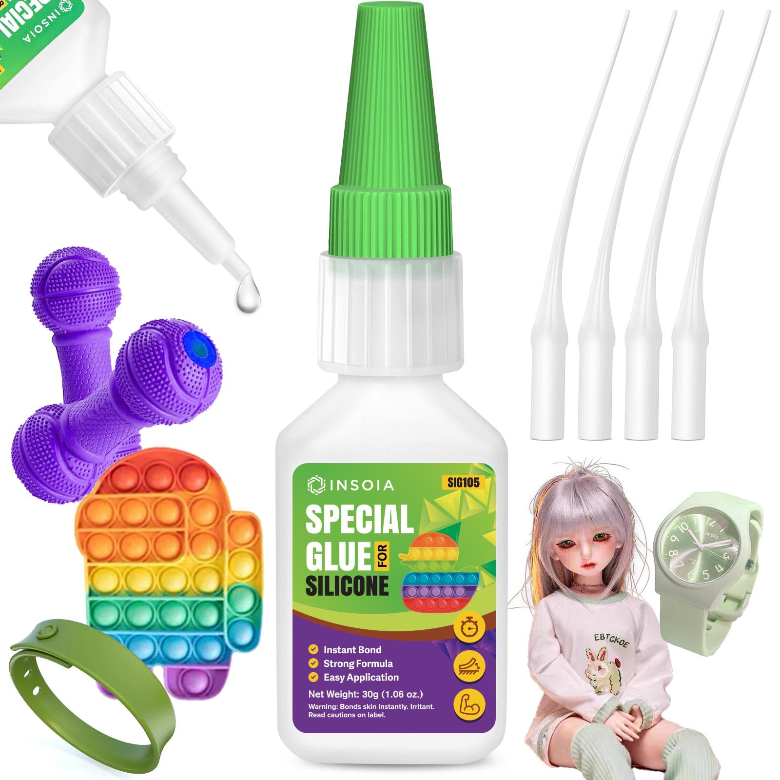 Silicone Glue, 20g Clear Super Glue for Silicone Repair Quick Fix Silicones Adhesive Heavy Duty Strong Crazy Instant Glue for Bonding Model, Toys, TPR