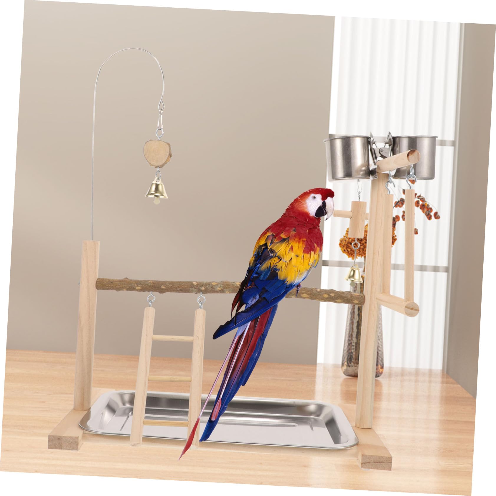 Happyyami 1juego Perch Stand De Madera Natural para Aves Plataforma De Entrenamiento para Periquitos y Loros Soporte Interactivo para Jaulas y Mesas Juguete De Masticación para Salud y