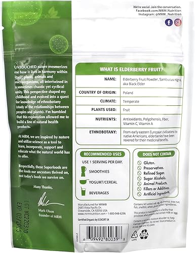 Miniatura 2 de MRM Nutrition Organic Elderberry Fruit Powder | Superalimentos | Superberry inmune | Antioxidantes + Fibra | Vegano + Sin gluten | 45 porciones