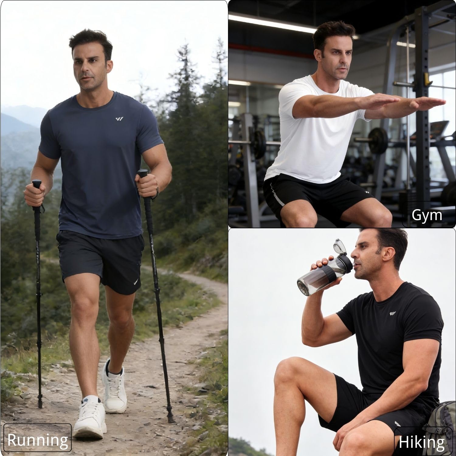 Wulibike Tee Shirt Sport Homme,Lot de 3 ou 5,Respirant Séchage Rapide et Léger,T-Shirt Running Gym Tops Homme