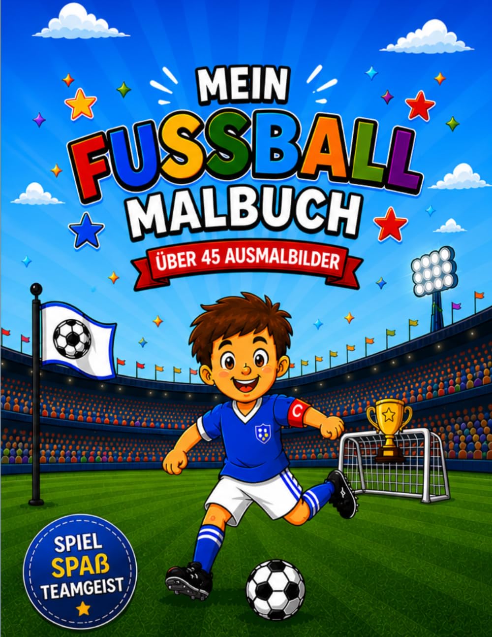 Fußball Malbuch für Kinder – Über 45 Ausmalbilder für Jungen & Mädchen ab 4 Jahren: Spaß, Teamgeist und kreative Beschäftigung für kleine Fußballfans
