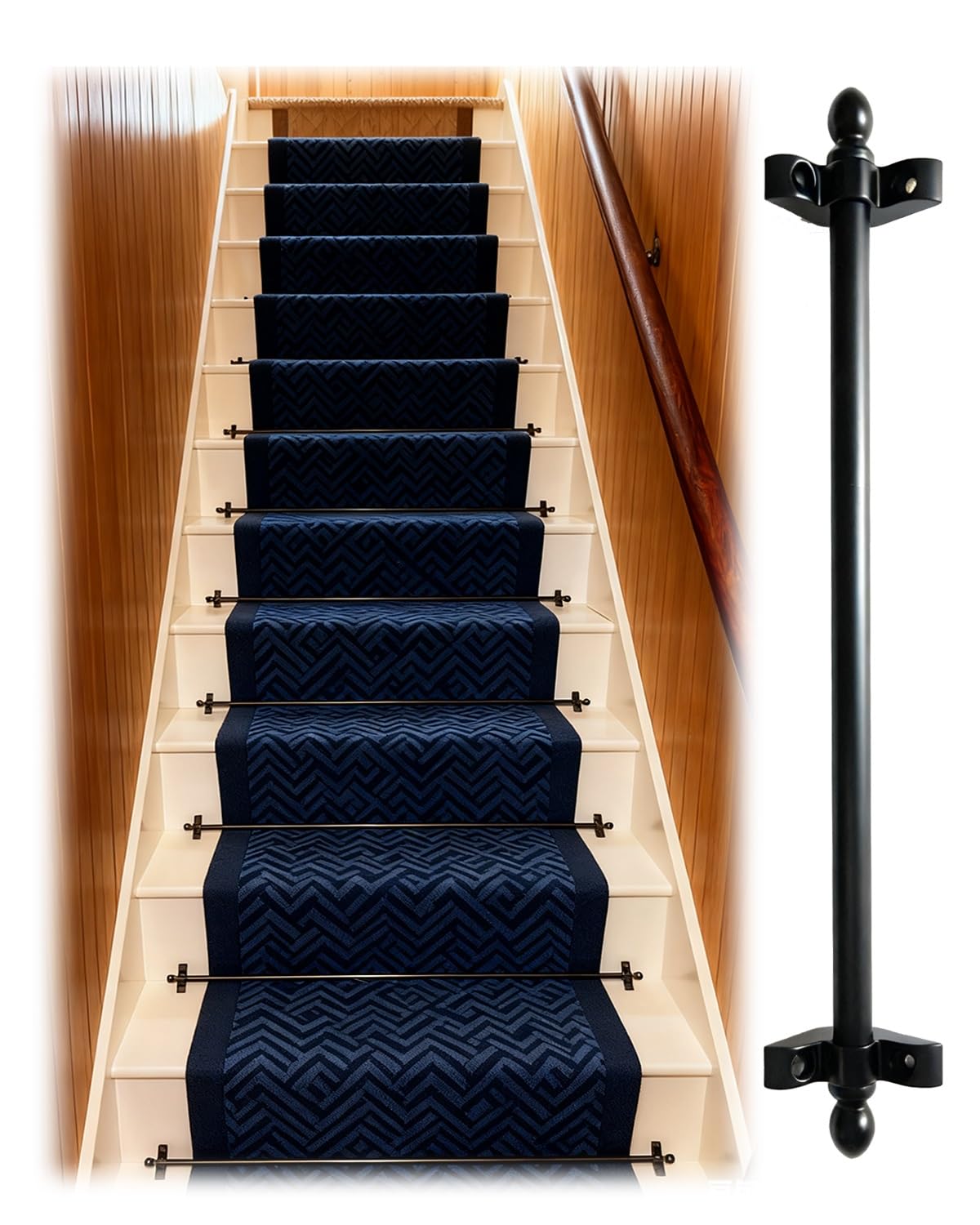 Éviter les chutes dans l'escalier avec les barres de fixation pour tapis en laiton de 81 cm