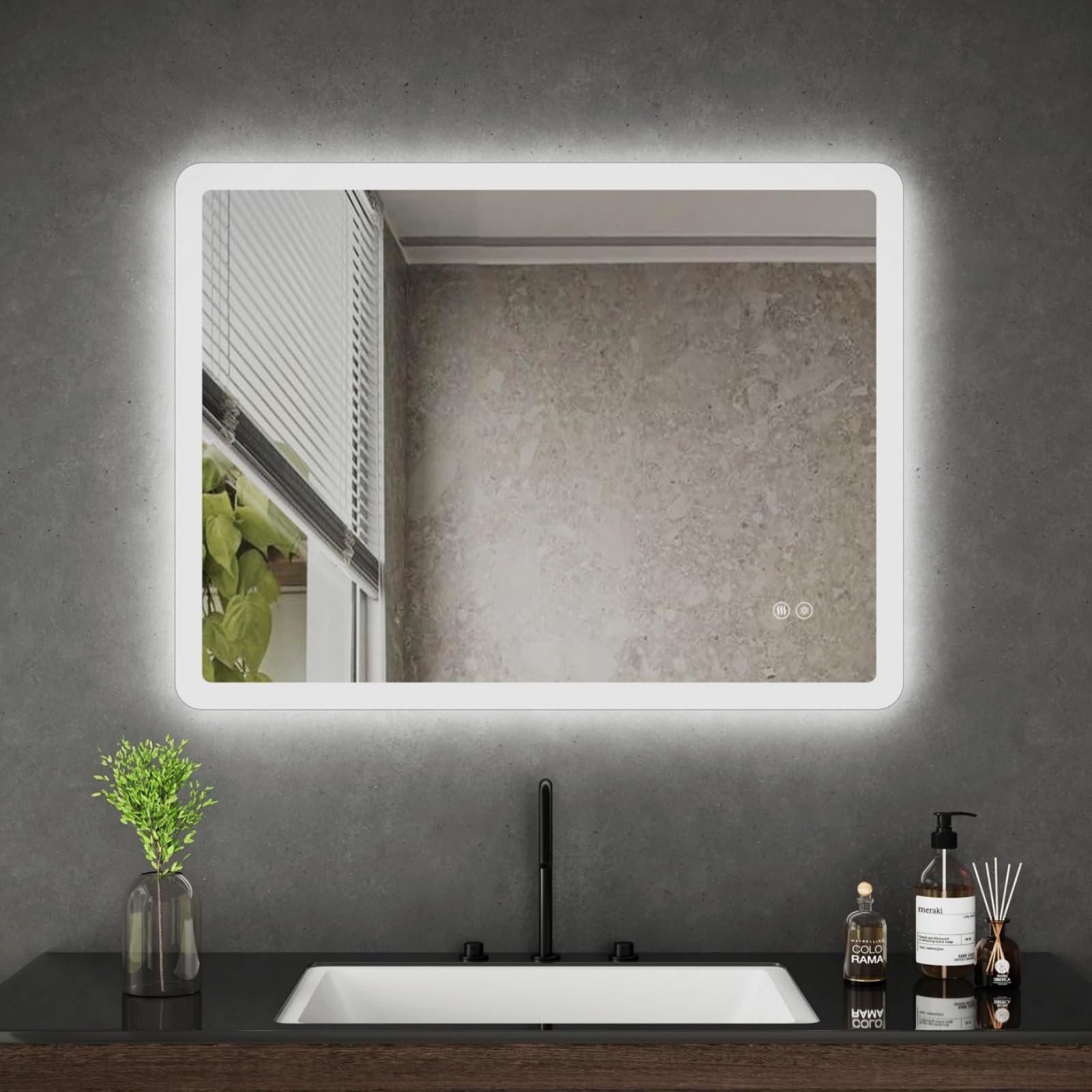 Cozynest Badezimmerspiegel mit Beleuchtung 80x60cm Rechteckig Badspiegel LED Spiegel Badezimmer Wandspiegel Touchschalter mit 3 Lichtfarben Dimmbar,Speicherfunktion, IP44 Wasserdicht,Energiesparend