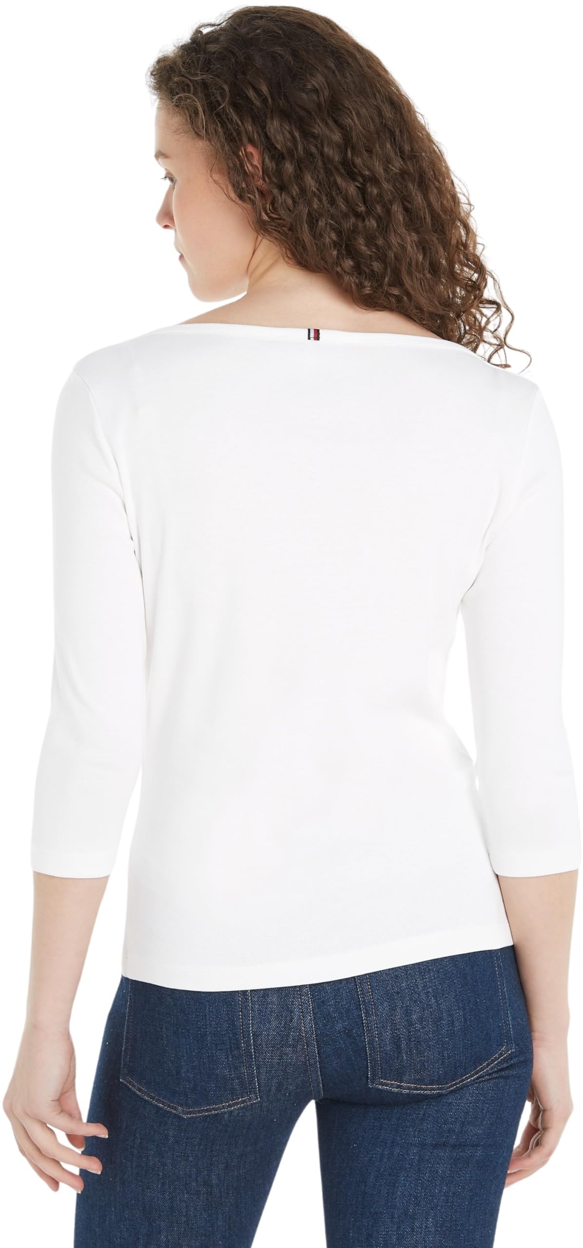 Tommy Hilfiger Damen T-Shirt Dreiviertelarm New Cody Slim U-Boot-Ausschnitt, Weiß (Ecru), XS – Ansicht 2