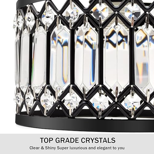 Miniatura 4 de Lámpara de techo de cristal, moderna lámpara de techo semiempotrada, lámpara de cristal para cocina, dormitorio, pasillo, baño, entrada, 1 luz, 9