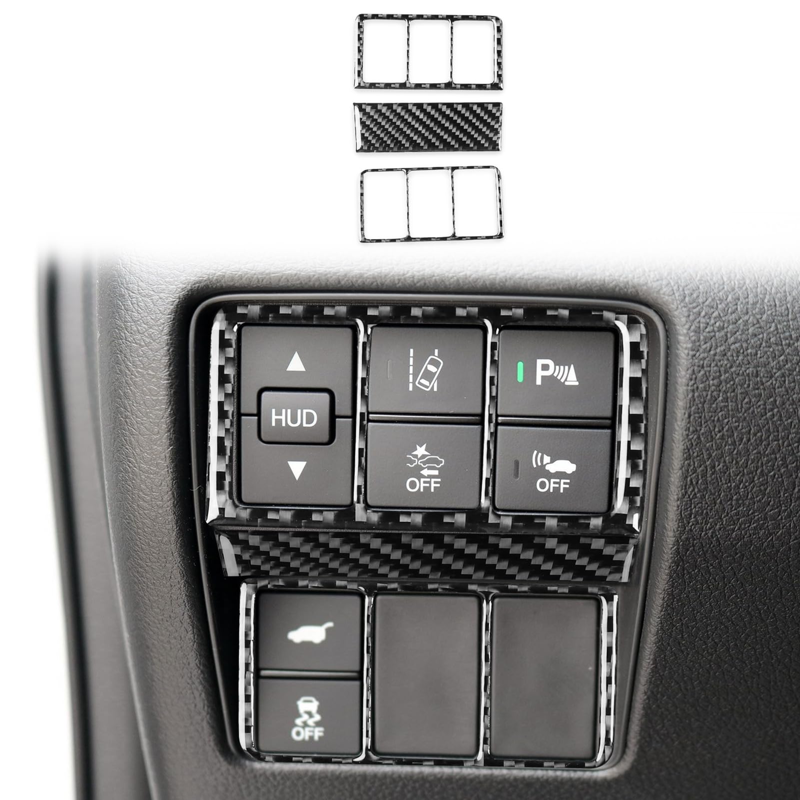 Real Premium Carbon Fiber Compatible with Honda CRV 2017 2018 2019 2020 2021 Accessories Car Headlight Switch Control Cover Sticker Decal Auto Interior Trim