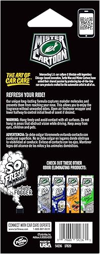 Miniatura 7 de Turtle Wax X Mister Cartoon 54305 Air Fresh - Ambientador de papel colgante neutralizante de olores, larga duración, para automóvil y hogar, 6