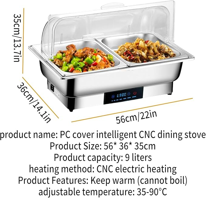Olla eléctrica buffet con tapa transparente, doble compartimento miniatura 2