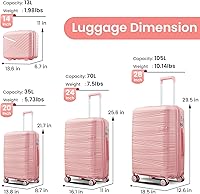 Vista 179 de Merax Equipaje, maleta extensible rígida con ruedas giratorias ligeras, Negro -, 40/48/52