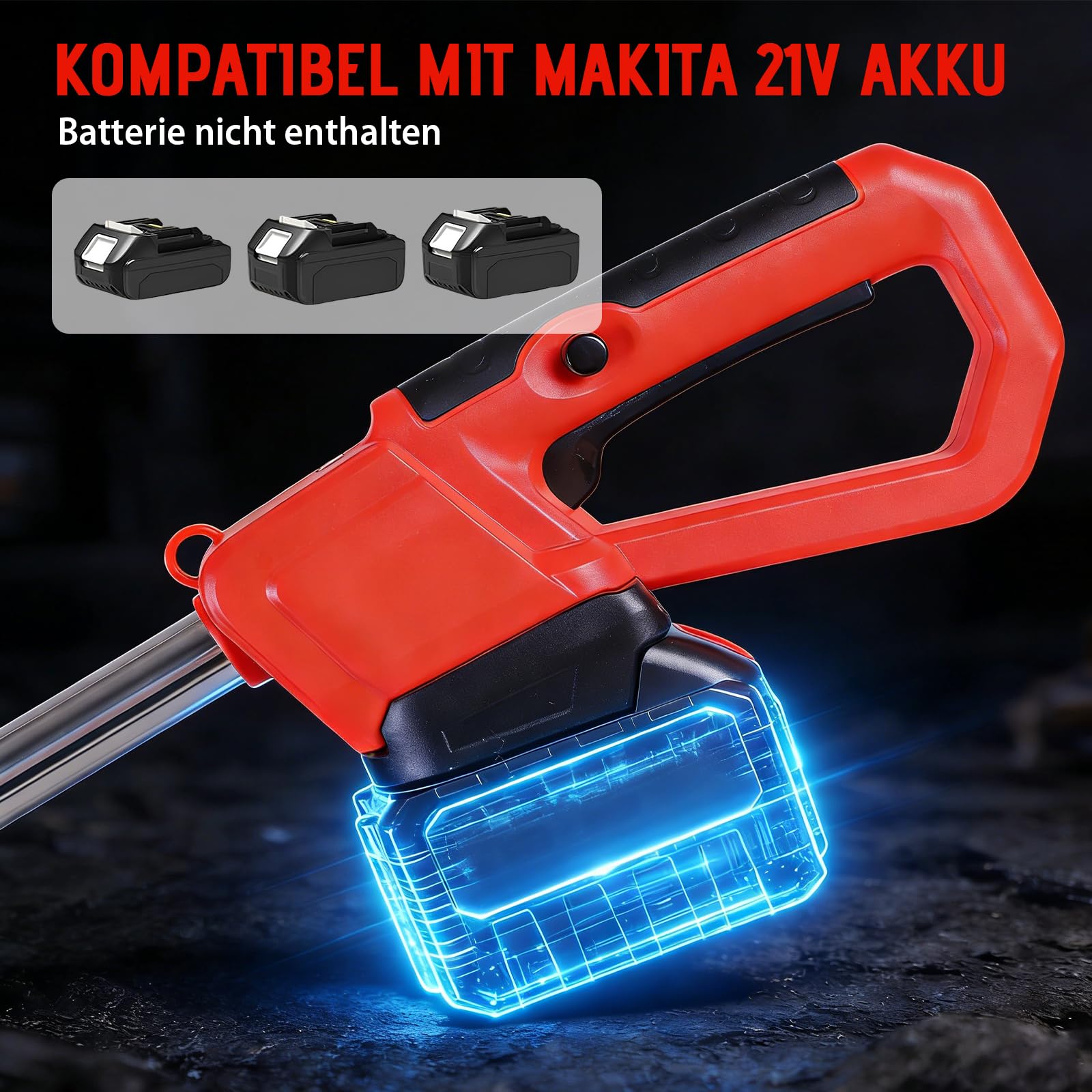 Motoazada Eléctrica Compatible con Makita 21V Batería, Motoazada Eléctrica para jardín y césped con 22 cm de Profundidad de Trabajo, 30 cm de Ancho de Trabajo (Batería no incluida)