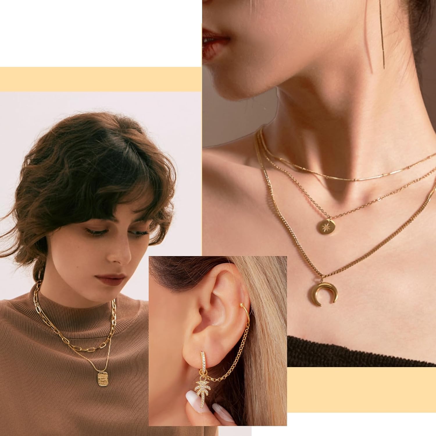 18k Gold Necklace Chains for Jewelry Making, 39.3 Feet 6 Rolls Bracelet Chains for DIY,6.5Feet Each Style, Gold Chain with Jump Rings/Lobster Clasps/Connectors