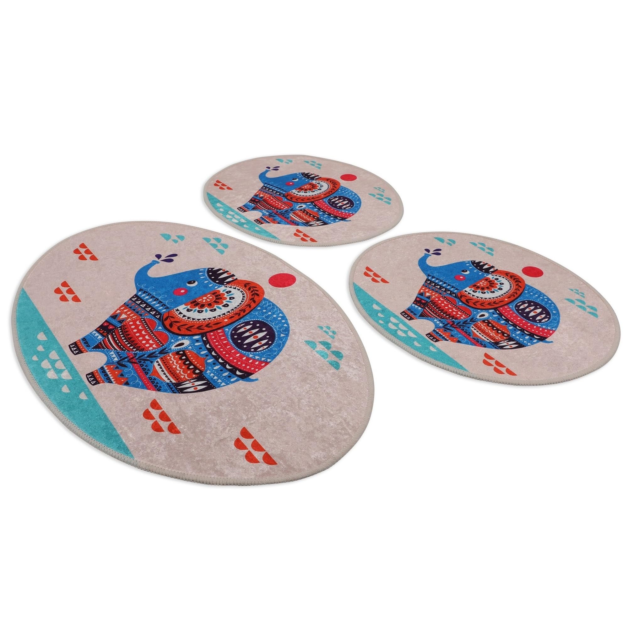 Setmat Set (3 Stück) Creme mit Elefant Farben