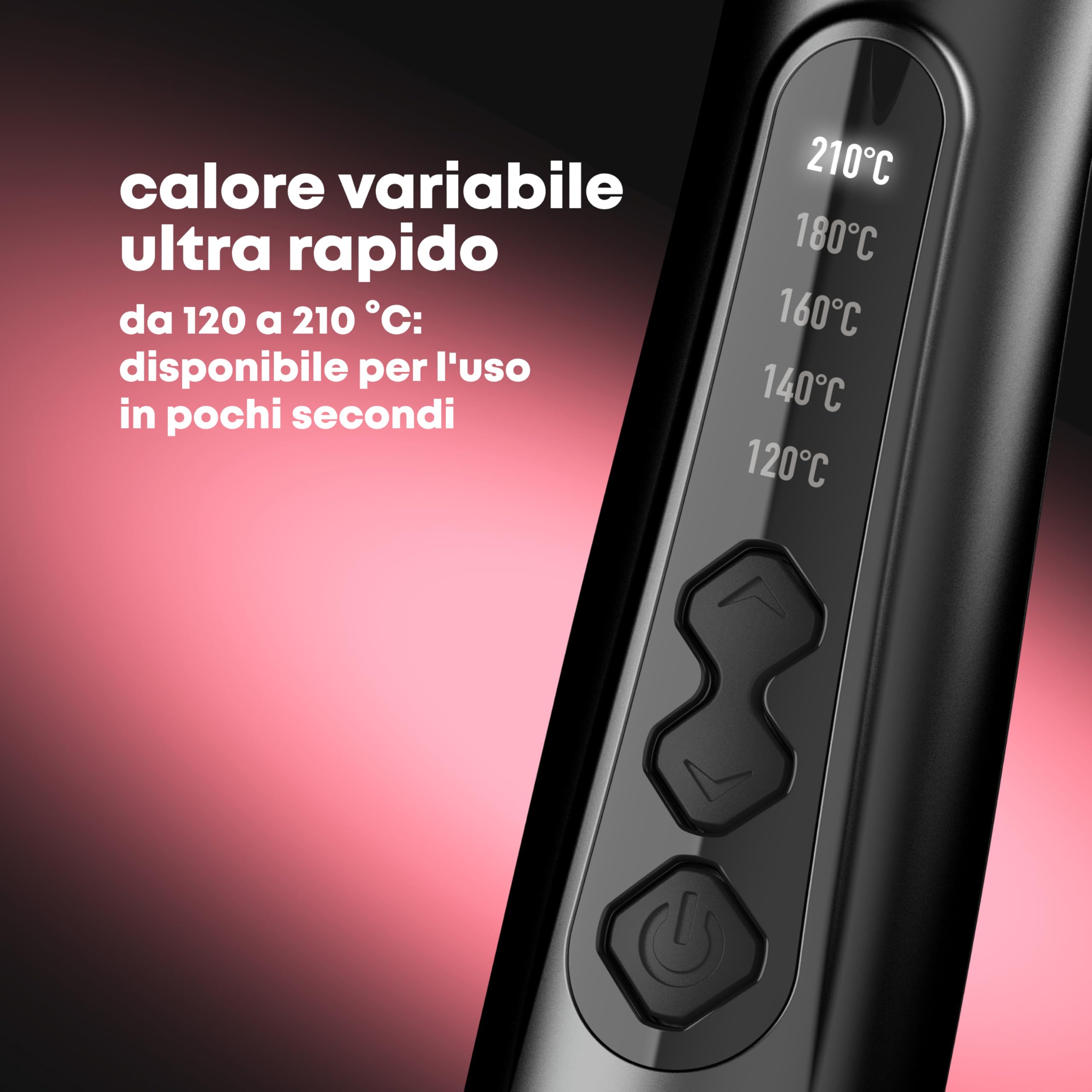 REVAMP Progloss Tight Curl Stick, Ferro Arricciacapelli in Ceramica con Tecnologia Ionica per Capelli Ricci da Stretti a Medi, Infuso con Oli Protettivi, Diametro 10 mm, Temperatura 120°C-210°C, Nero