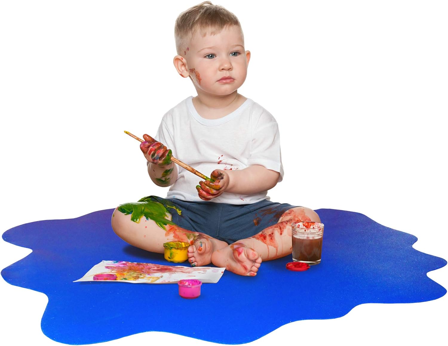 Floortex Sploshmat Multi-Purpose Protective Floor Mat 40" x 40" for Low Pile Carpets, Caribbean Blue, FC114040PBV