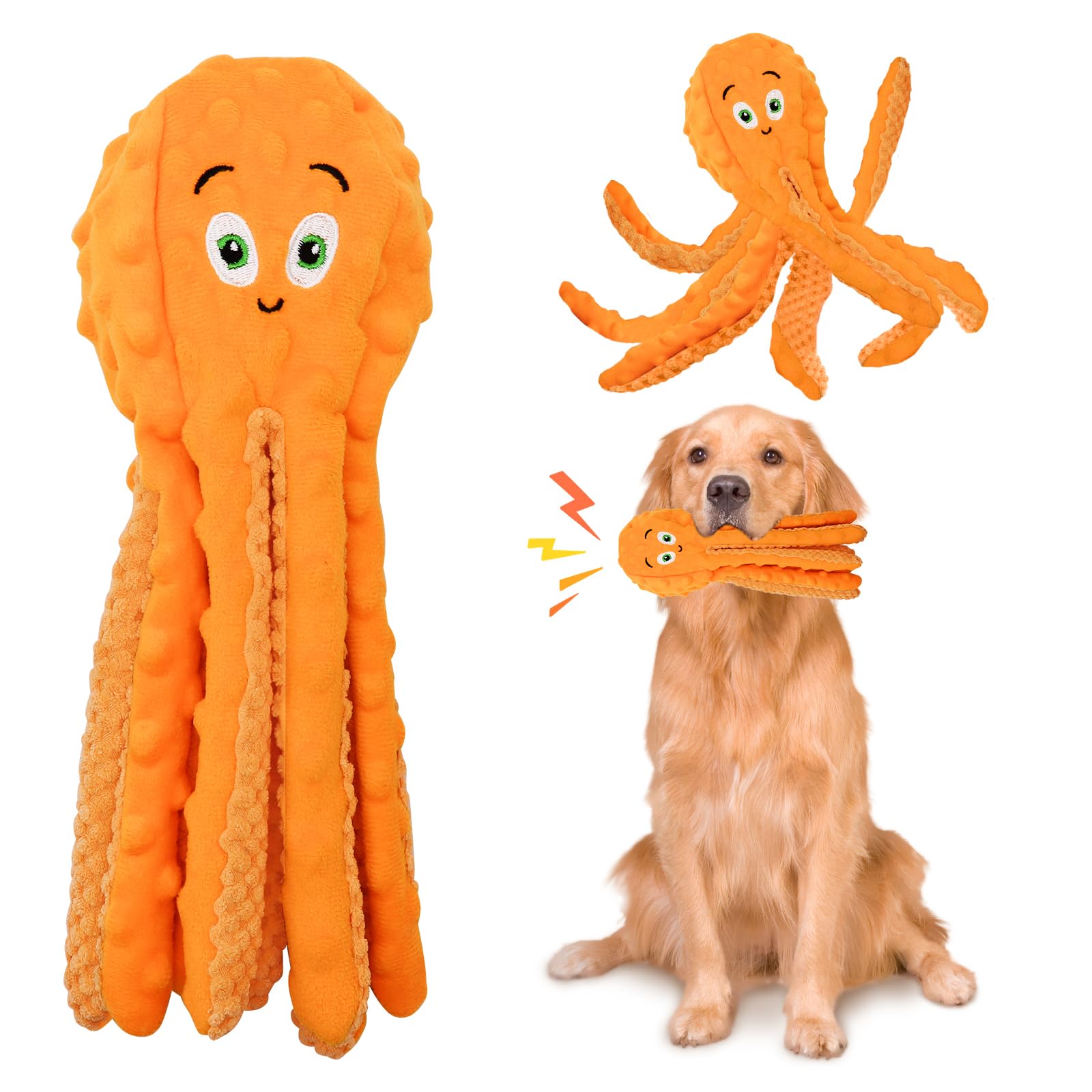 Interactive Octopus Dog Toy With Crinkle Paper, No Stuffing
