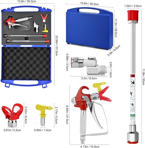 Miniatura 2 de Juego de 7 pistolas pulverizadoras de pintura sin aire con pistola pulverizadora de pintura sin aire de 3600 PSI, 1 protector de boquilla, 1