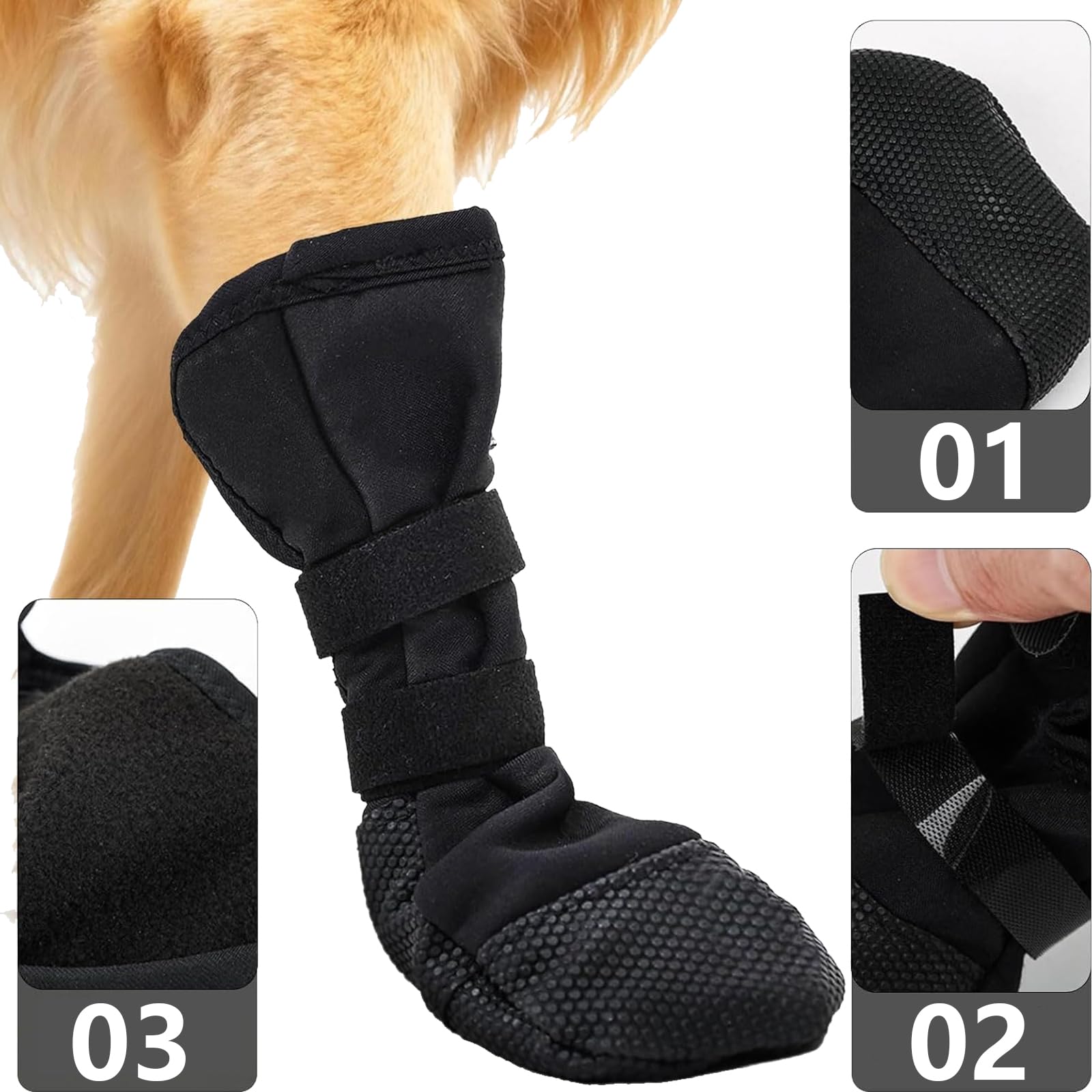 Chaussures pour Chien, Chaussettes Chien, Imperméable et antidérapant Bottes de protection pour pattes de chien Empêche les animaux domestiques de lécher leurs plaies Protégez le chien blessé