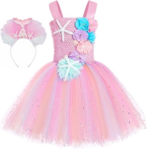 Miniatura 2 de SKCAIHT Vestido de sirena para niñas, vestido de sirena iluminado para niñas, fiesta de cumpleaños, regalos de sirena, decoración de disfraces de