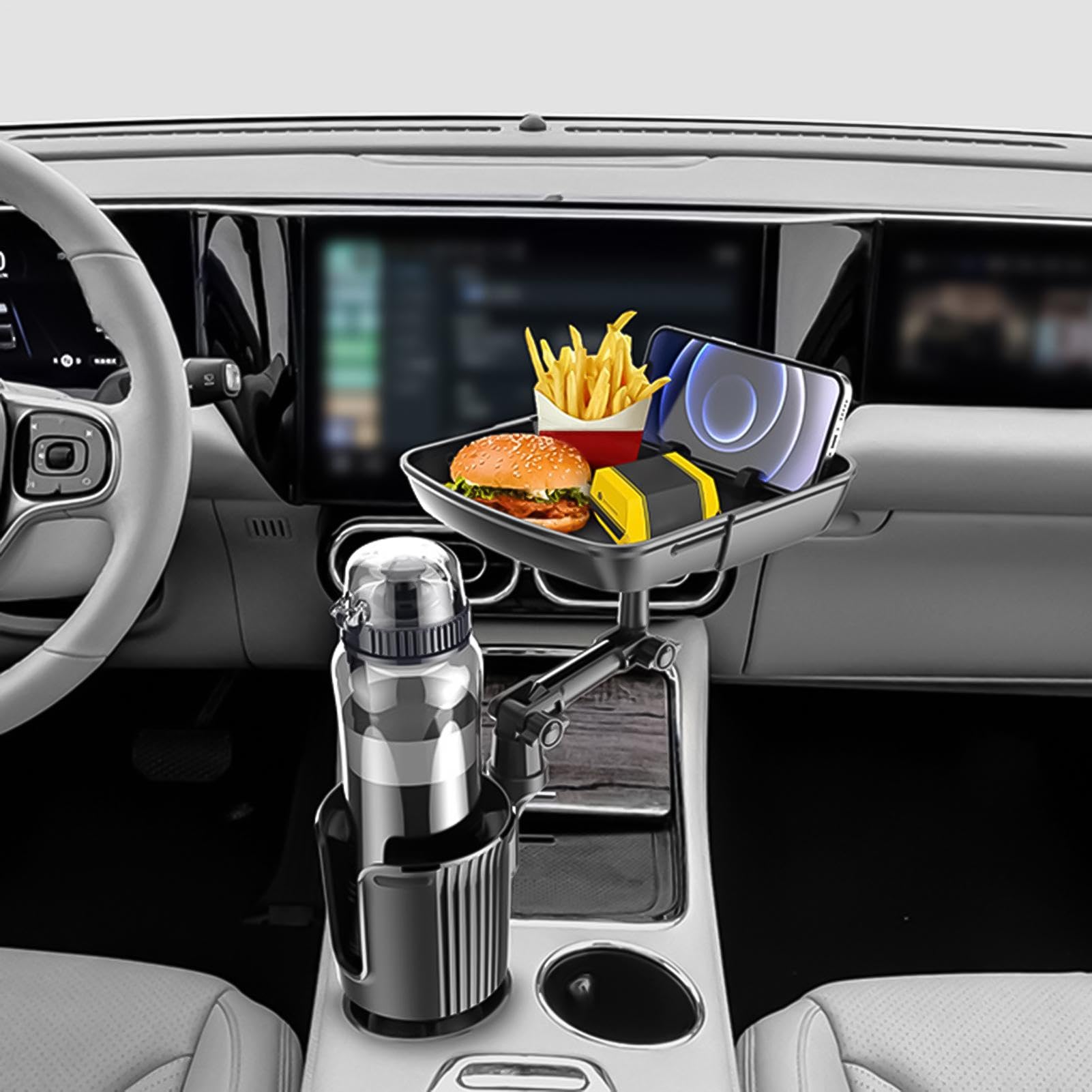 Espansore Per Portabicchieri Auto 360° – Organizzatore Multifunzione Con Vassoio Girevole E Supporto Telefono - 2