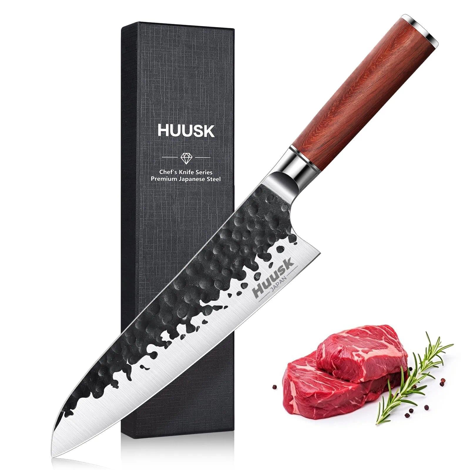 Huusk Japanese Chef Knife, 8 Inch Gyuto Knife, Razor Sharp Kitchen Knife